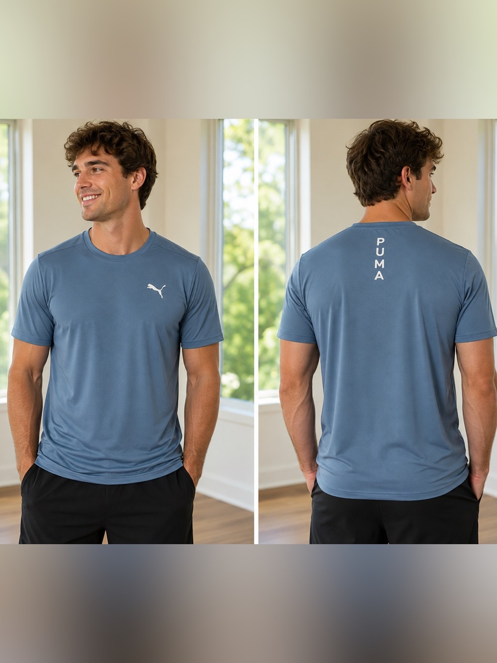 Puma Active Performance Tee Blue Mens Moisture-Wicking Athletic Shirt - SM - NWT